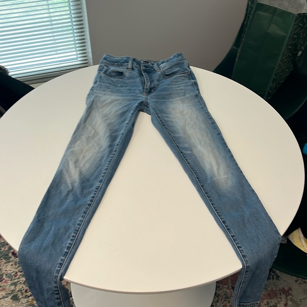American eagle blue super stretch skinny jeans